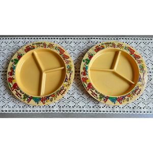 Vintage Deka Story Land Cinderella Goldilocks Riding Hood Plastic Divided Plates